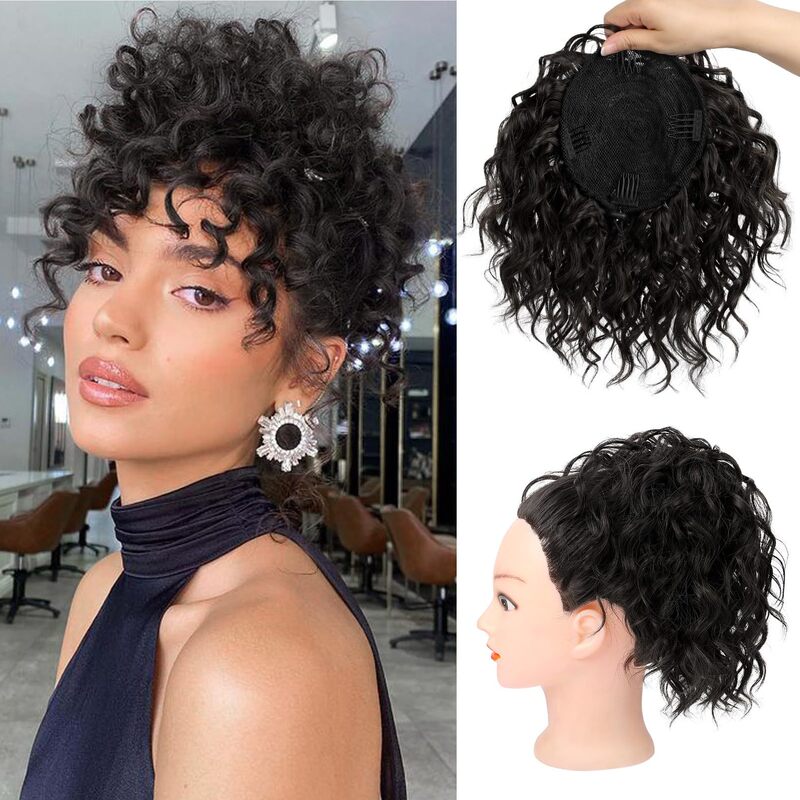 Cross-border European and American messy bun hair piece 10 inch curly hair bun women's short curly ponytail