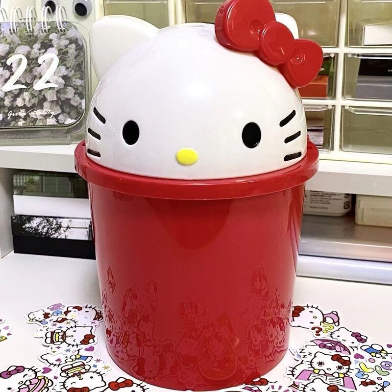 Cute cartoon girl heart kt cat bedroom children's room garbage can bathroom kitchen living room desktop small garbage can