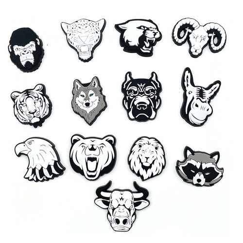 Black and White Animal Head Funny Hole Shoes with Flower Decoration Buckle DIY Personality Garden Shoes Accessories