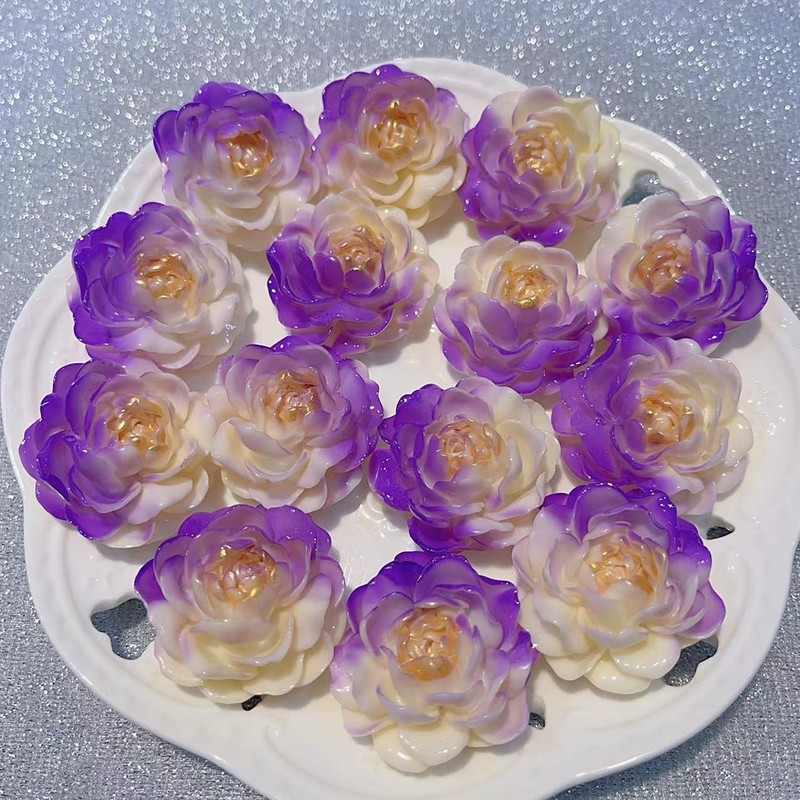 【粉色系扎染大茉莉】37mm手工DIY饰品手机壳镜子发饰树脂|undefined