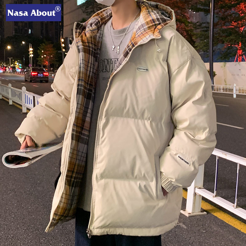 NASA Nombre conjunto de doble cara chaqueta acolchada de algodón para hombres Nueva chaqueta suelta de algodón chaqueta acolchada de algodón abrigo de marca de moda de invierno para hombres chaqueta acolchada de algodón
