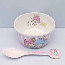 日系卡通密胺汤碗儿童吃饭碗宝宝可爱耐摔凯蒂猫儿童碗勺餐具套装