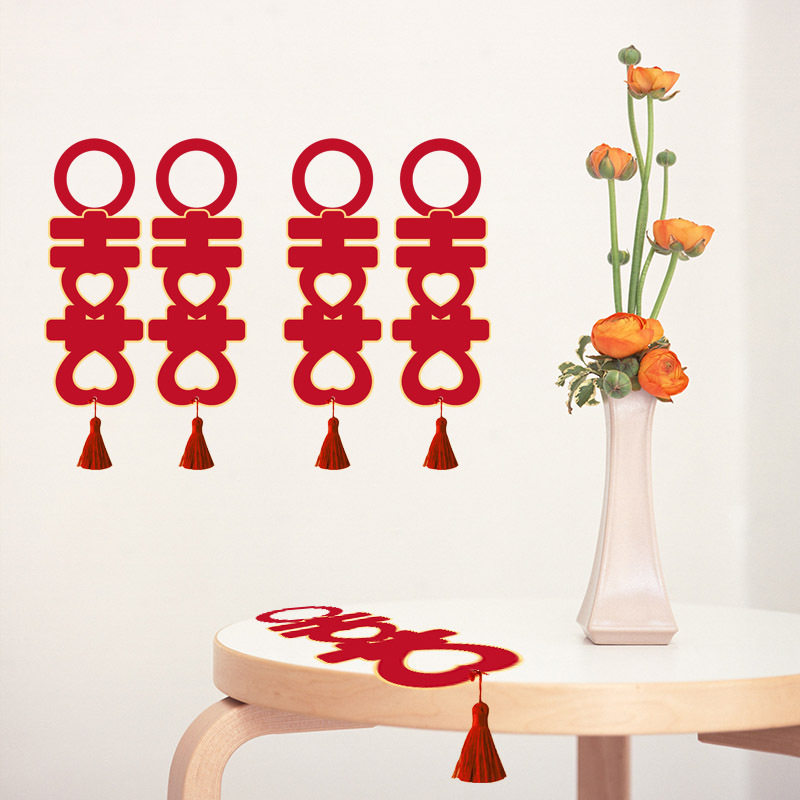 Red Double Happiness Door Handle Ornament, Wedding Decoration, Bride's Room Decor, Red Enamel Door Lock Hanger, Red Enamel Double Happiness Pendant