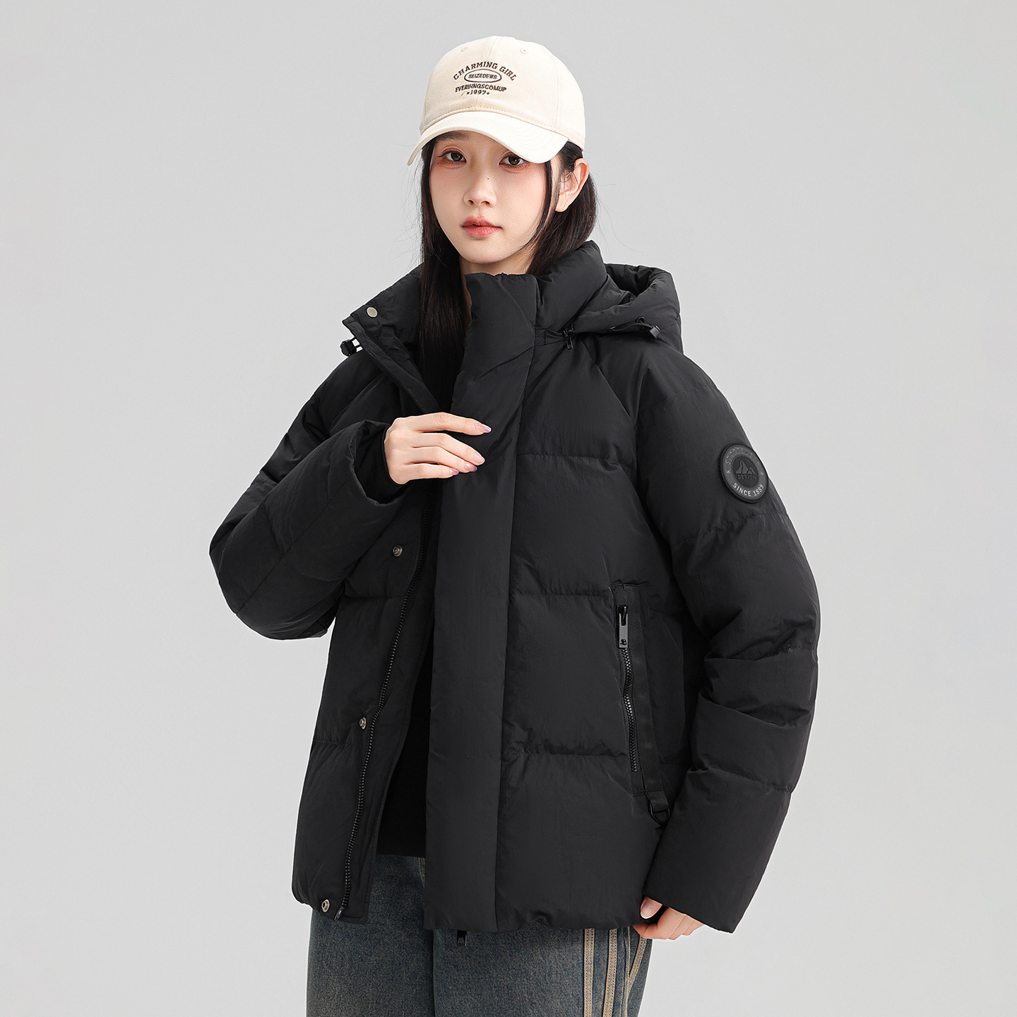 2025 nueva ropa de invierno chaqueta con sombrero de mujer ropa holgada estilo coreano chaqueta corta casual