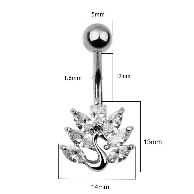 Nuovo anello a forma di fiore di pavone in zircone, piercing all'ombelico in acciaio inossidabile_voghion.com