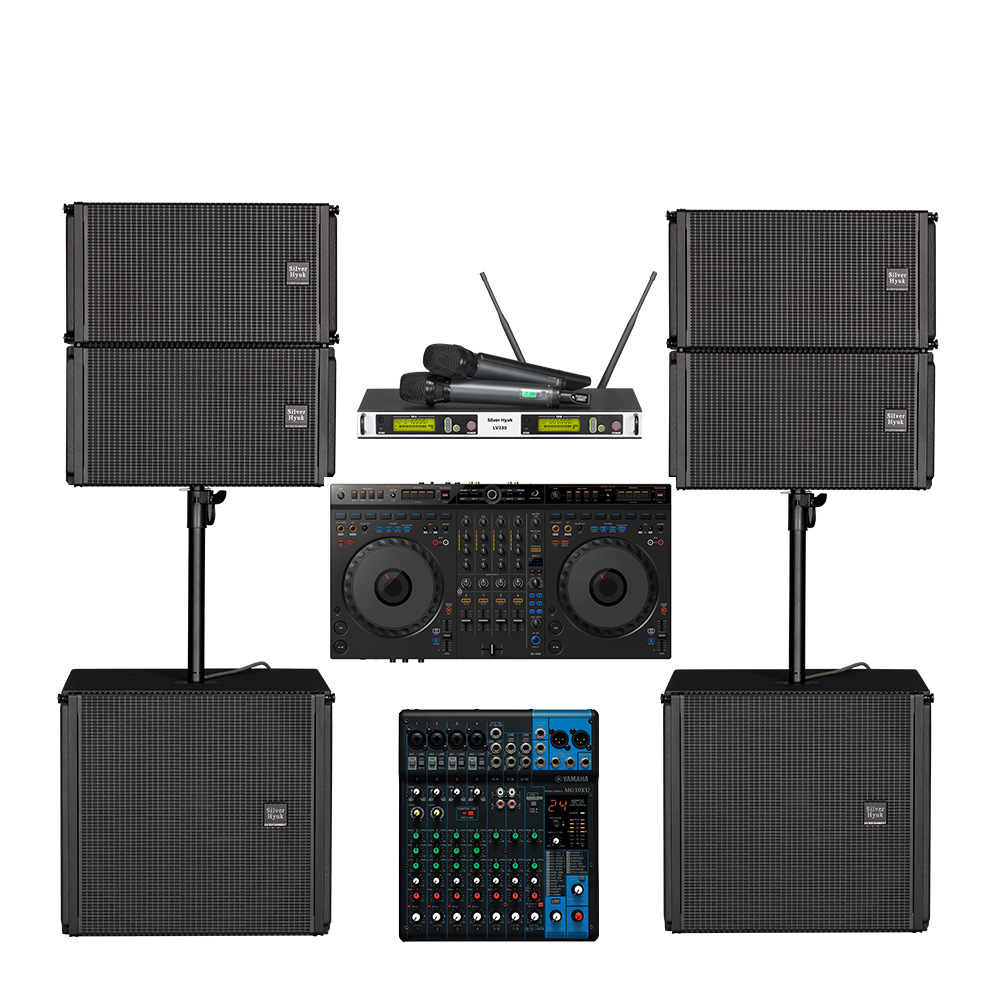 DJ sistema de sonido de disco al por mayor equipo de amplificación de sonido de matriz de línea activa conjunto completo de sonido de escenario activo portátil