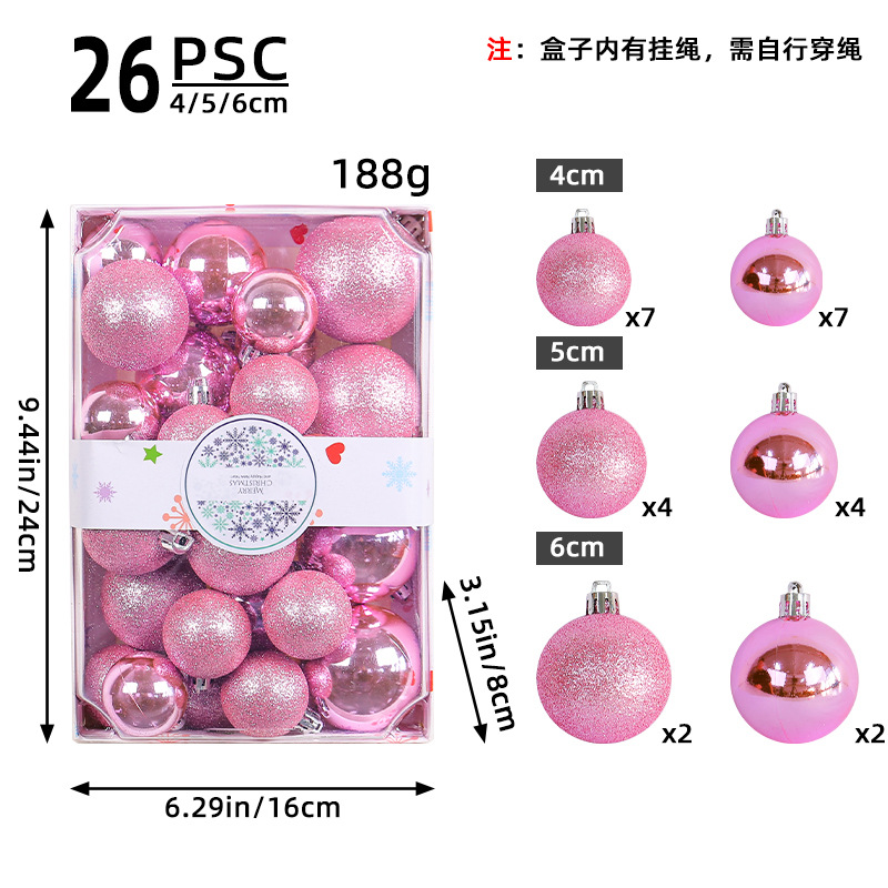 Bola de color en caja rectangular transfronteriza 4/5/6cm juego de bolas de Navidad al por mayor centro comercial decoración de árboles de Navidad bola