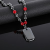 Cross -border hot -selling red iron mine necklace Douyin live broadcast of red agate magnetic black bile stone empower necklace sweater chain