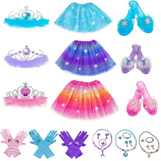 公主装扮玩具女孩装扮服饰彩虹冰雪服装裙子披肩斗篷皇冠加工订做