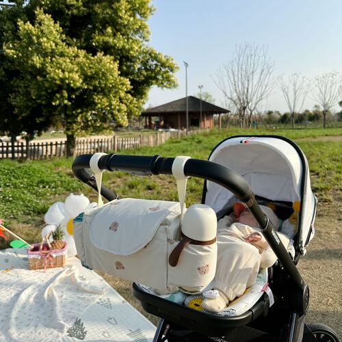 ins baby stroller portable hanging bag baby bottle daily necessities storage hanging bag bear multi-functional storage