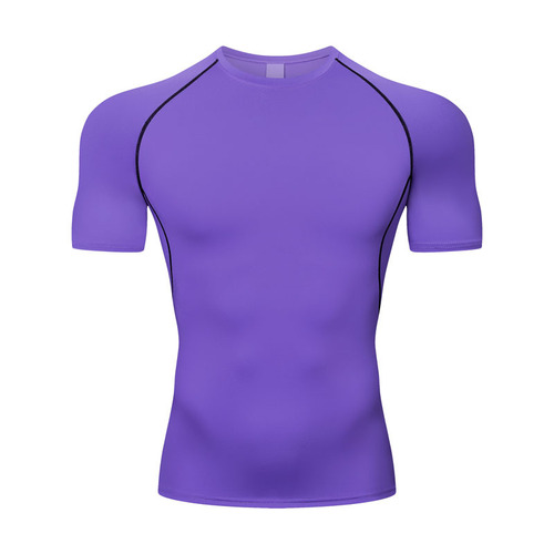 Cross-border PRO Men's Tight Quick-drying Breathable Short-sleeve Fitness Sports Top Outdoor Running Milk Silk Crew Neck Shirt