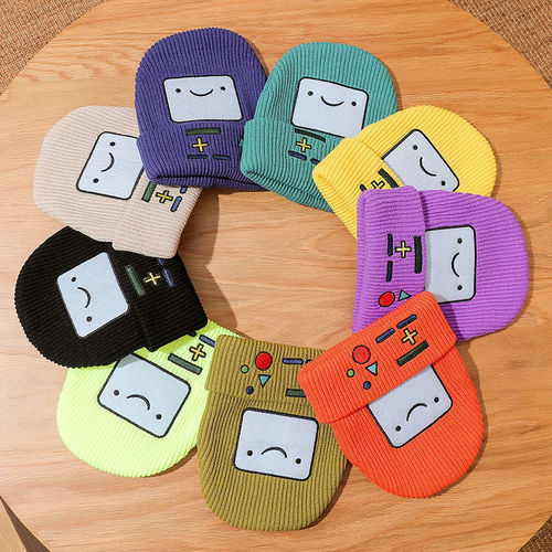 Autumn/Winter Knitted Hats for Men and Women, Warm and Thick, Starry Kali Same Style, Smiling Embroidery, Student-Friendly, Korean Version, Cold Hat Trend