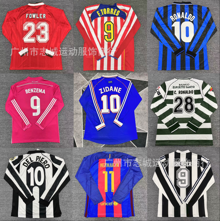 Classic Retro Real Madrid Barcelona Arsenal Long-Sleeved Jersey Sporting Lisbon No. 28 Ronaldo Football Shirt