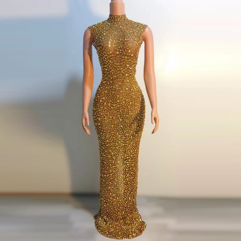 Bride 2024 Diamond Long Prom Bridal Dress Mother Long Dress Party Dress