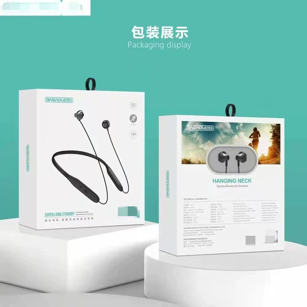 Беспроводная Bluetooth-гарнитура Подвесная на шее Спортивная подвесная на шею Магнитная бинауральная гарнитура-вкладыши 5,0 Сверхдлительный режим ожидания
