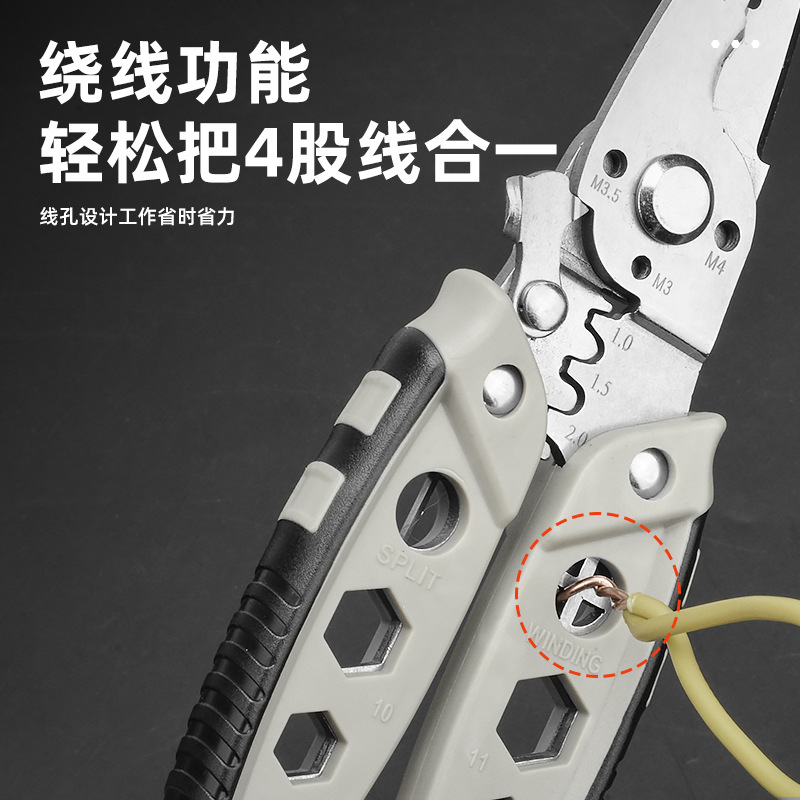 Alicates para pelacables Alicates para electricitadores multifuncionales Alicates manuales de grado industrial Alicates para cables que ahorran mano de obra Alicates para laminadores Alicates para pelar Alicates para cortar cables