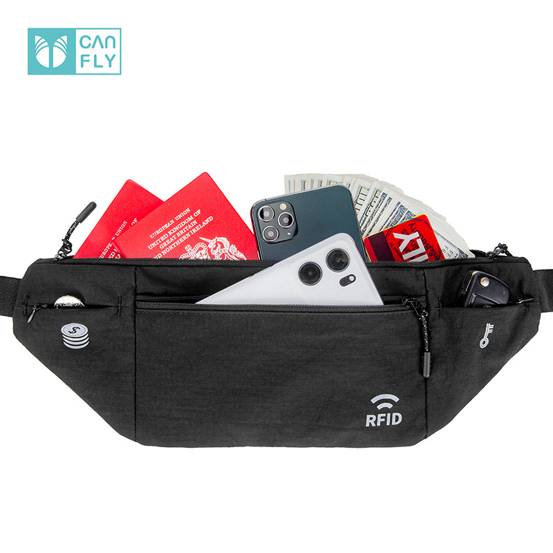 Weiqiang new cross-border travel RFID anti-theft waist bag outdoor sports running waterproof nylon close-fitting lightweight 3