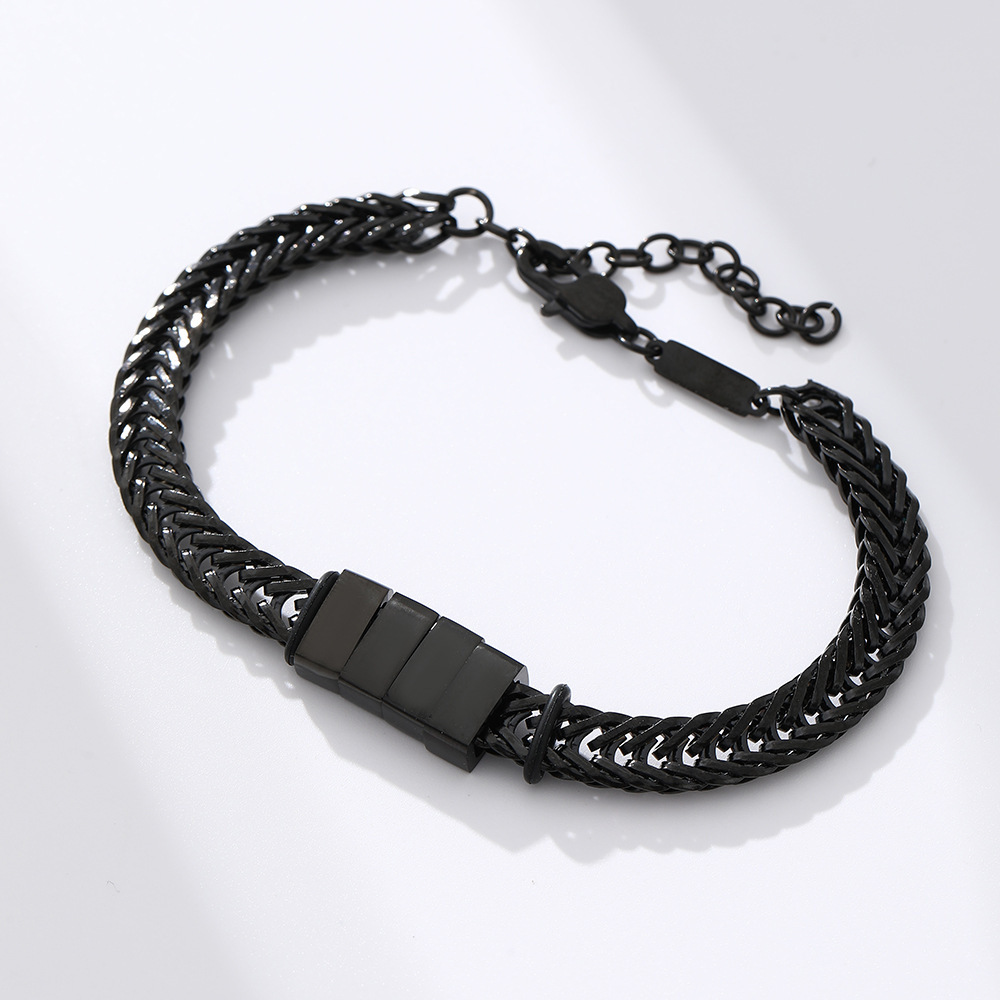 Black bracelet, glossy beads, 1 pieces