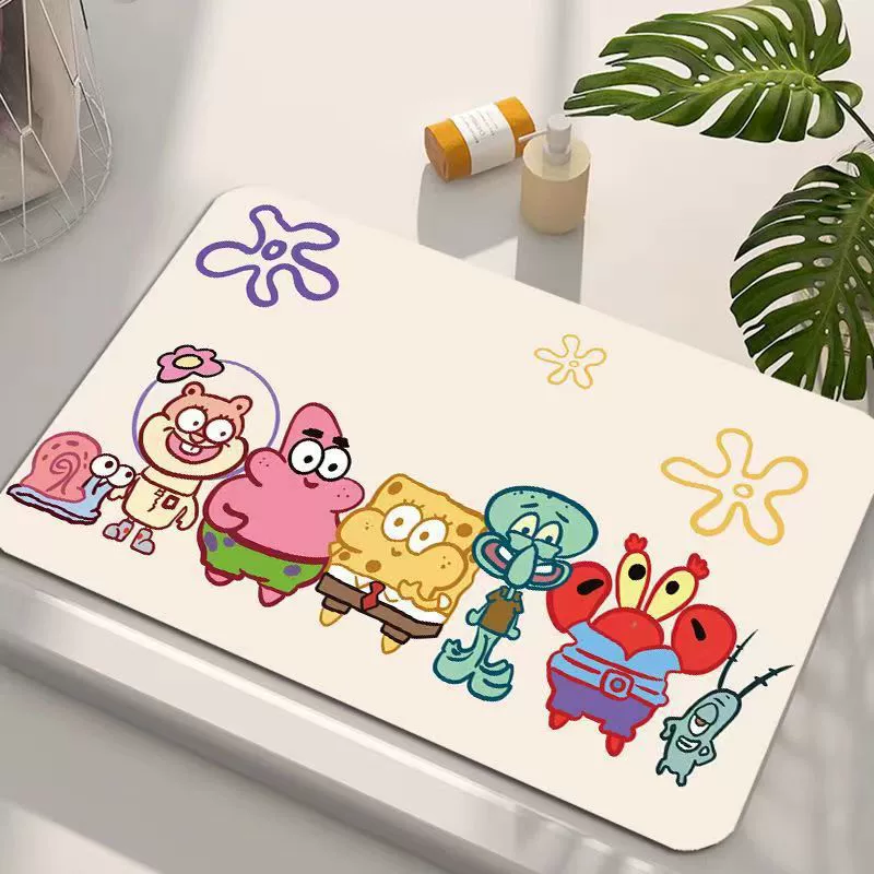 Детский Cartoon губчатый коврик, впитывающий воду нескользящий банный коврик, различные размеры 30×40–80×120 см