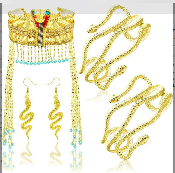 Halloween Cleopatra headwear ropa egipcia de las mujeres accesorios oro con cuentas diadema Faraón