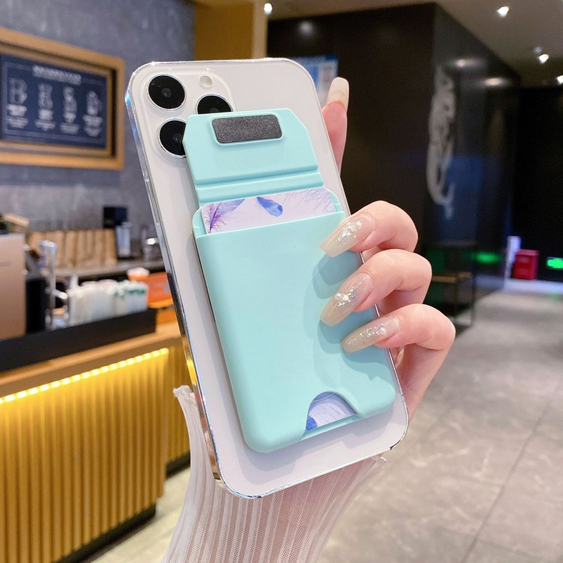 New Folding Phone Back Sticker Magnetic Flip Cover Lazy Stand Storage Silicone Card Holder Wallet Phone Stand