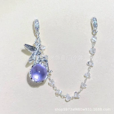 Zərgərlik ara hissələri Bracelet Necklace with Chinese Style - bright-silver-purple-elf-goddess-zircon-chain-terms