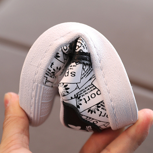 Shell Head Children's Shoes Girls' Board Shoes Autumn  New Small and Medium Children's PU Leather White Shoes Children's Sports Shoes Fashion 