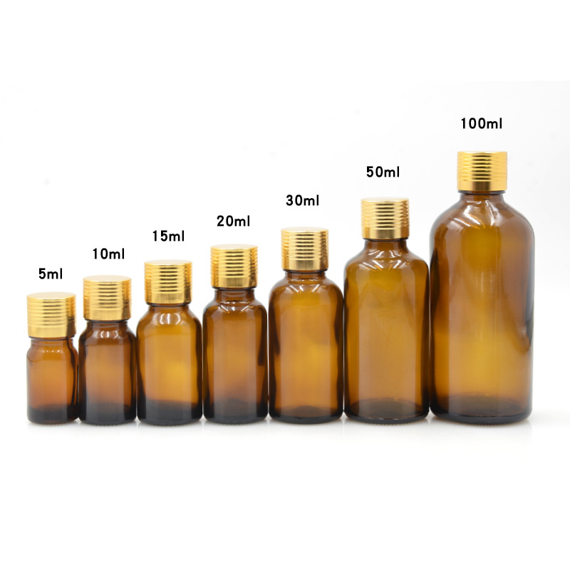 Botellas de vidrio ámbar para aceites esenciales | A prueba de luz, con gotero o bola rodante, lista para usar