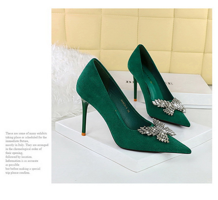 Women's Shoes banquet high heels stiletto women's shoes suede shallow mouth pointed metal butterfly rhinestone single shoes_voghion.com