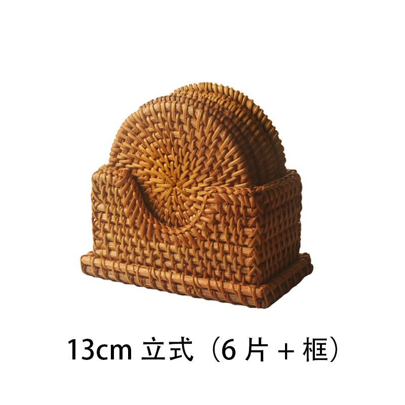 Tejido de caña artesanal almohadilla de taza de té tejido almohadilla de comedor creativa almohadilla de mesa almohadilla de platos almohadilla de aislamiento de calor