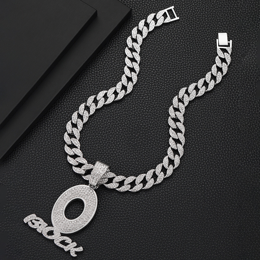 Collier personnalisé avec pendentif lettre O exagéré en diamant, style Rap Hip Hop cubain, bijoux_voghion.com