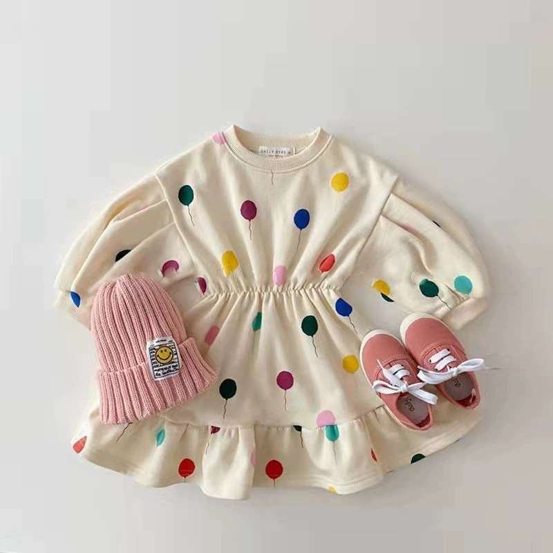 Милый детский шарик, толстовка для отдыха, комбинезон, плисированная юбка, корейский стиль, детская одежда