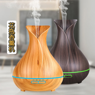 Cross-Border wood grain silent household humidifier vase ultrasonic humidifier gift bedroom air humidification aromatherapy machine