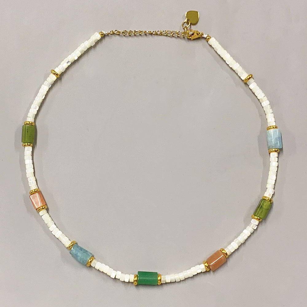 100g Weight Necklace Classification Titanium Steel Chain Material 20 PCS/Package Quantity Holiday, Travel, Daily Occasion Beaded, natural stone, Titanium Steel Material Geometric Pattern Women's Gender Beaded Design Casual, Marine Style Style Casual Marine Style Geometric Beaded Natural Stone Titanium Steel Necklace In Bulk 17