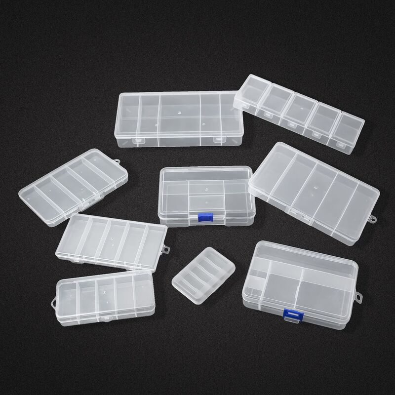 Pp5 Rectangular Compartmentalized Transparent Plastic Storage Box with Lid for Hardware Tools, Bead Crafts, and Fishing Gear Display Pp5 Rectangular Compartmentalized Transparent Plastic Storage Box with Lid for Hardware Tools, Bead Crafts, and Fishing Gear Display
