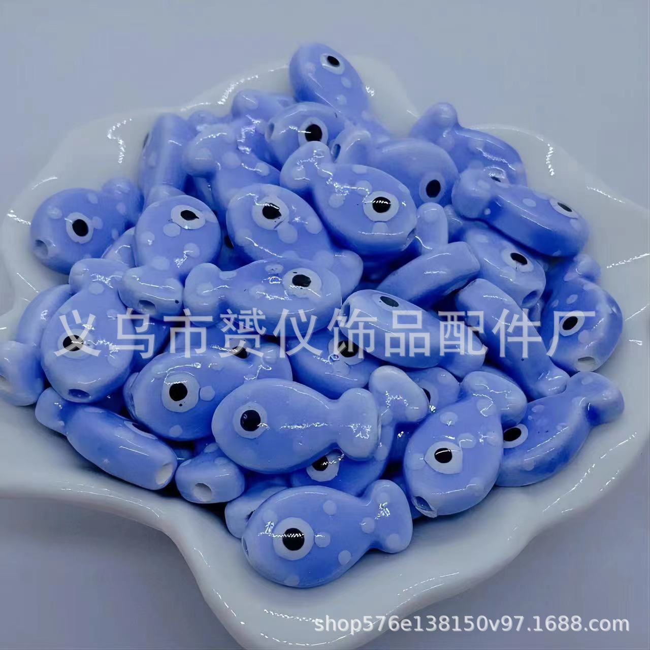 Cuentas de cerámica con diseño de peces, cuentas sueltas, cuentas para hilo, cuentas pintadas a mano, collar hecho a mano, pulsera, accesorios de bricolaje, accesorios de Yiwu