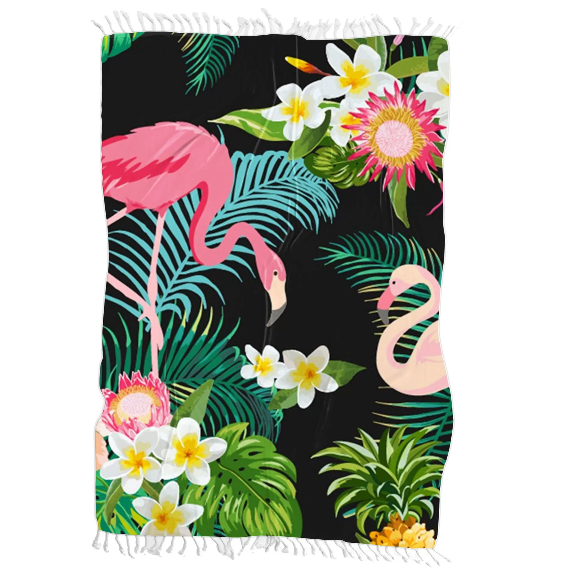 Подушка взморья Микрофибер пляжного полотенца квадрата Тассел прямоугольный банный Фламинго печатания полотенца 3Д цифров