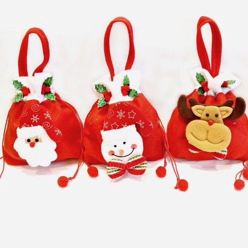 Bolsa de franela de Navidad BOLSA DE MANZANA regalo de invitados bolsa de embalaje de caramelo Escuela de jardín de infantes bolsa de regalo de Navidad
