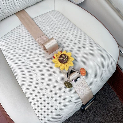 Support, Car Supplies for Women | Car seat belt - three-point-anti-strangle-safety-belt-beige-sunflower
