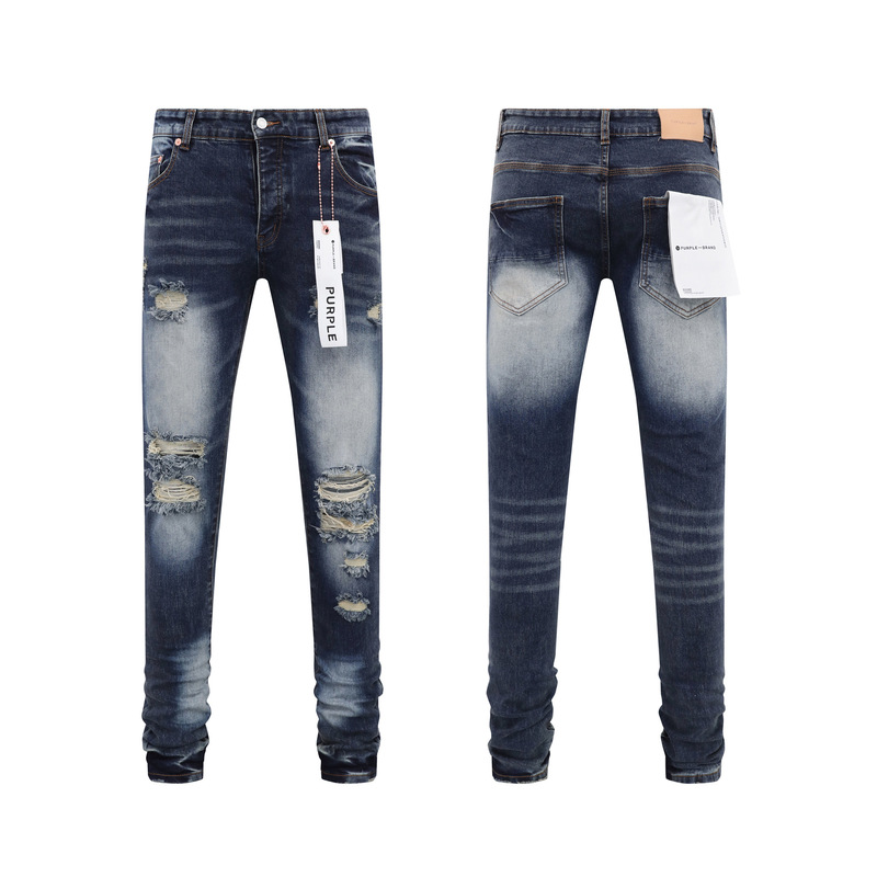 PURPLE BRAND JEANS美潮高街男士休闲破洞设计款修身显瘦牛仔长裤|undefined