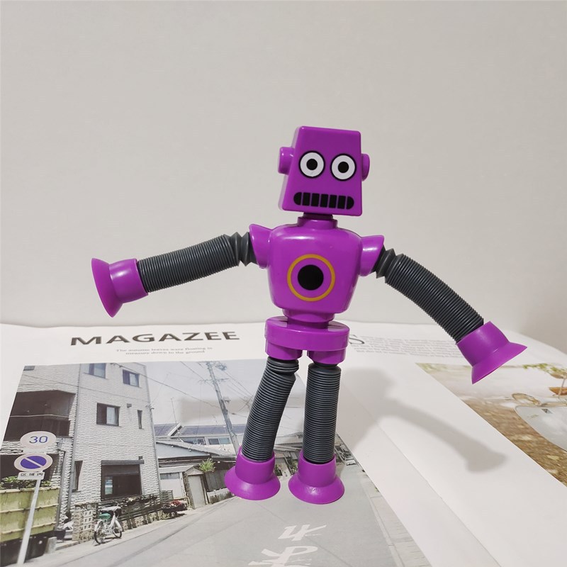Red de Internet Amazon tubo telescópico robot descompresión juguete creativo de dibujos animados rompecabezas estiramiento luminoso ventas directas de fábrica