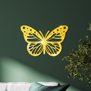 JM2030 Cross-border Three-dimensional Double-sided Golden Acrylic Hollow Butterfly Home Decoration 2mm Mirror Wall Stickers Ornaments