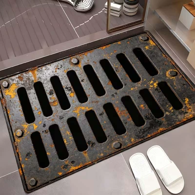 Cross-border Amazon 3D Visual Metal Grid Diatom Mud Floor Mat for Bathroom and Toilet, Water Absorbent, Non-Slip, Quick-Drying Foot Mat (Avtomobil döşəmə paspasları) - metal-grille-1-4060cmnew-diatom-mud