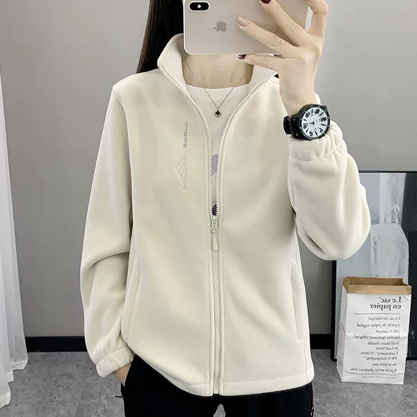 New cardigan fleece coat autumn and winter polar fleece coat thickened sweater stand collar outdoor fleece-lined top warm