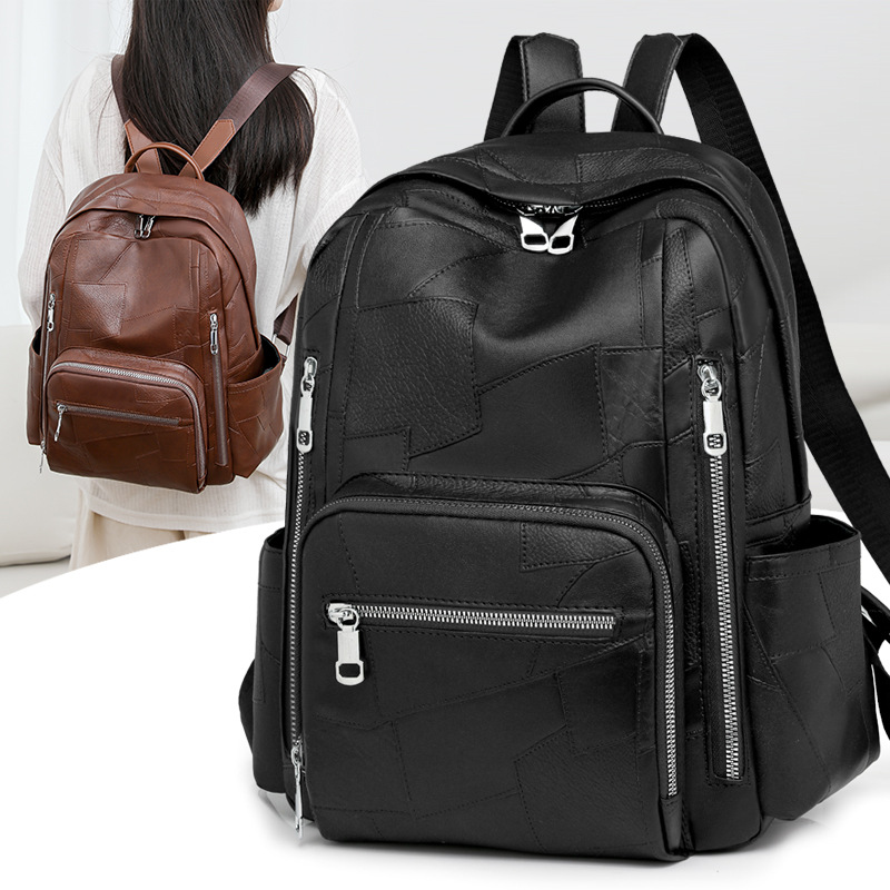 Mochila para mujer 2024 nueva mochila simple cuero suave moda casual viaje de viaje mochila de gran capacidad al por mayor