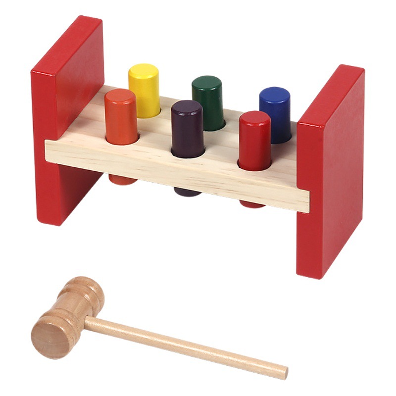 Mesa de actividades infantil juguete educativo de madera apilamiento de colores para 1–2 años
