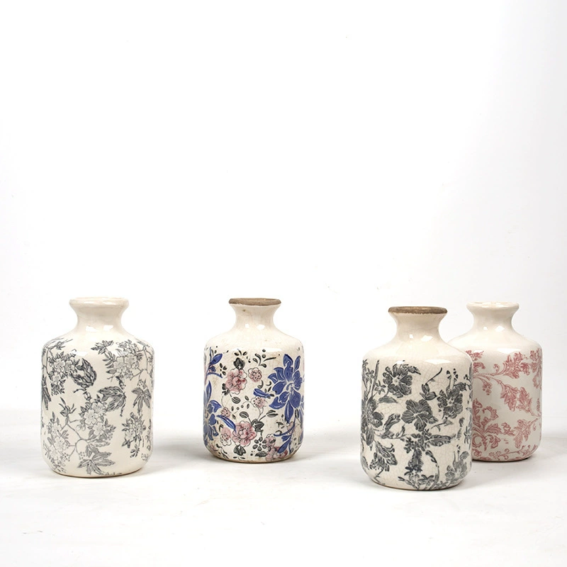 Новый китайский стиль в европейском стиле ретро ледяная трещина глазурованная глазурь креативная керамическая ваза цветочная фигурка
