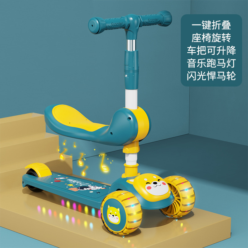 Spot de comercio exterior al por mayor scooter para niños, puede sentarse, niños y niñas, asientos deslizantes para bebés, música plegable