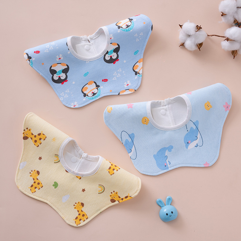 Bib Baby's Slip Towel Waterproof Bib 360 Rotatable Pure Cotton Baby's Flower Flower Type Baby's Bib Spring and Summer