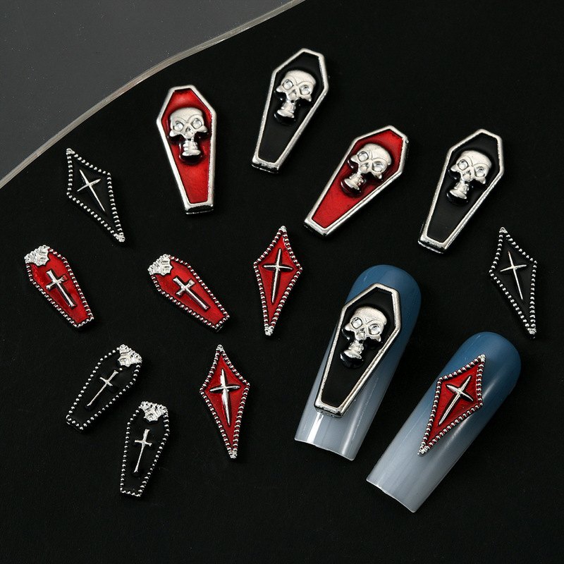 Halloween Dark Gothic Alloy Accessories Accessories Horror Elements Skeleton Manicure Wearable Nail Phone Case Decoration